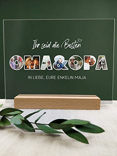 Personalisierte Acryltafel mit Foto für Oma & Opa - Familien Geschenk