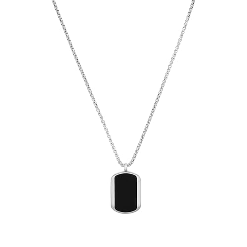 Elegante s.Oliver Herrenkette mit Achat-Anhänger in Silber - Perfektes Geschenk!
