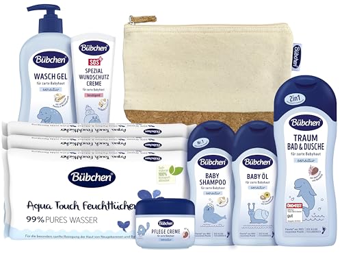 Perfektes Geschenk für Neugeborene: 7-teiliges Bübchen Pflegeset ohne Silikone
