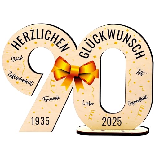 Hochwertiges Holz-Schild Gästebuch - Perfektes Geschenk zum 90. Geburtstag