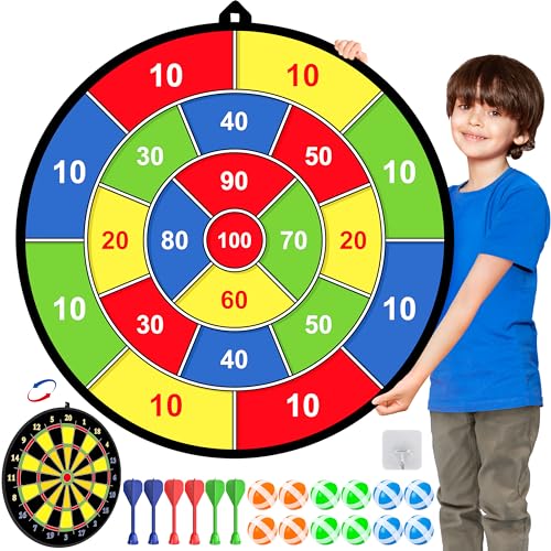 Doppelseitige Dartscheibe für Kinder mit 12 Bällen und Darts - Spaß für drinnen und draußen - Perfektes Geburtstagsgeschenk!