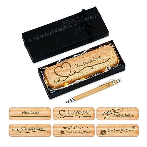 Hochwertiger Kugelschreiber mit Gravur in edler Holzbox - das perfekte Geschenk!