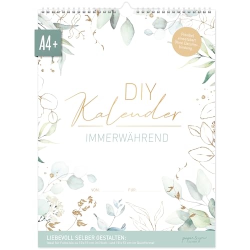 Kreativer Bastelkalender A4+ ohne Jahr "Blattgold" - DIY Fotokalender zum Selbstgestalten