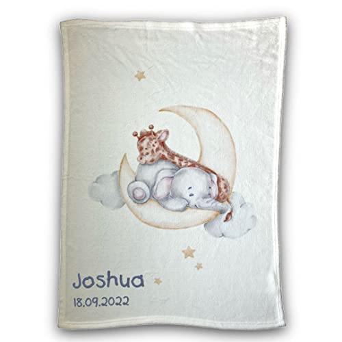 Personalisierbare Wolimbo Babydecke mit Sleeping on The Moon Motiv - Ideal als Geschenk!