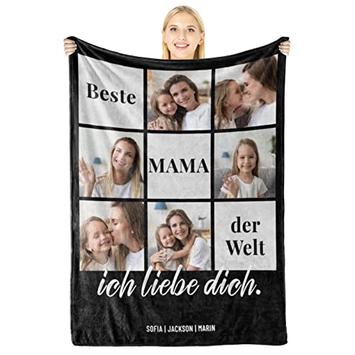Personalisierte Mama Fotodecke aus 100% Flanell - Perfektes Muttertagsgeschenk!