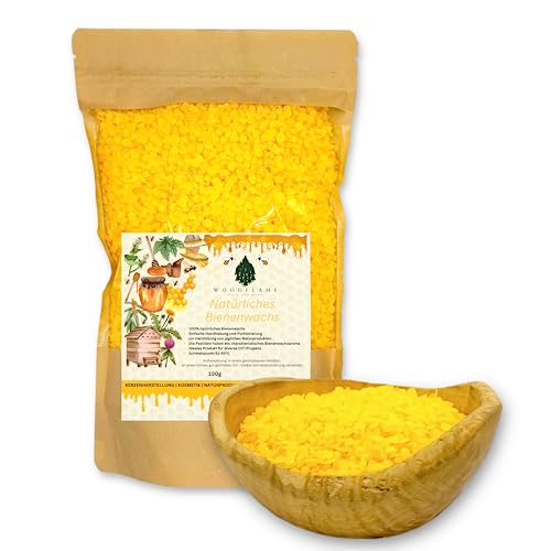 Hochwertige Woodflame Bienenwachs Pastillen - 100% natürlich für Kosmetik, Seife und Kerzen.