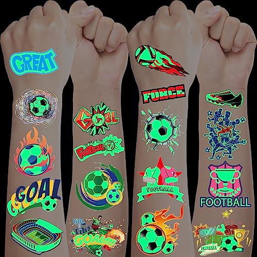 Fußball Leuchttattoos für Jungen: 10 Blätter, coole Geschenkidee für Schulbeginn
