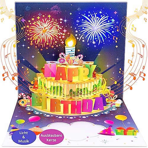 Magische Geburtstagskarte mit Musik und LED-Lichtern – Perfektes Geschenk!