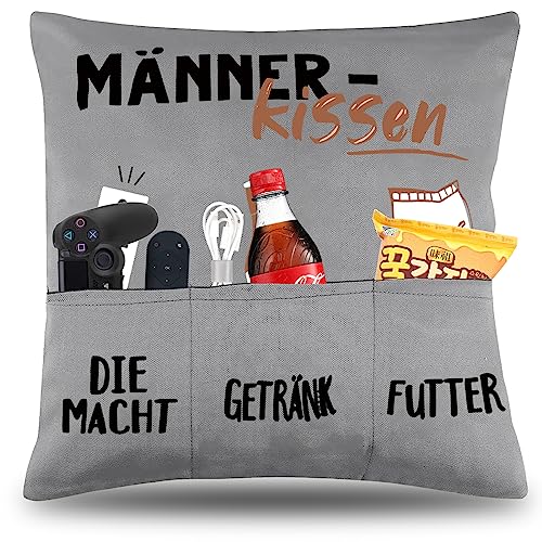 Originelles Männerkissen mit Taschen für Bier, Snacks & Die Macht - Perfektes Geschenk!