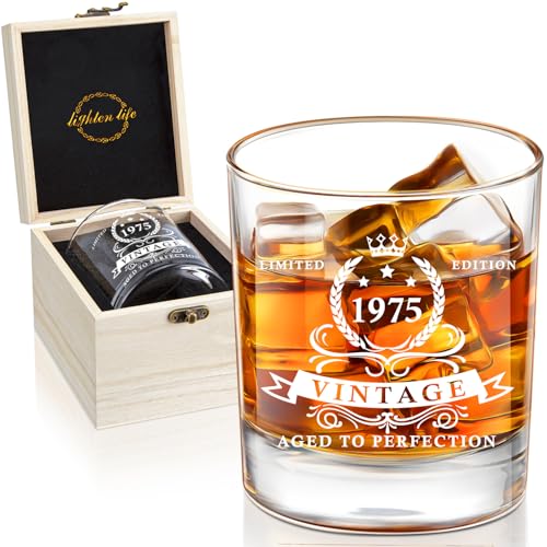 Exklusives Whiskyglas in edler Holzbox - Perfektes Geschenk zum 50. Geburtstag für Männer