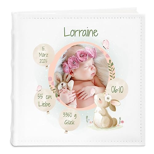 Hochwertiges Einsteckalbum mit süßem Hase-Aufdruck für 200 Fotos - Perfektes Geschenk für besondere Anlässe