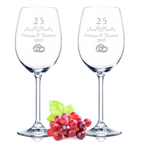 Personalisierte Leonardo Weingläser zur Silberhochzeit - Geschenk für Paare