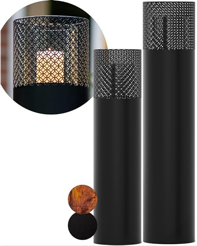 Stilvolle Windlichtsäulen im 2er Set für Garten und Innenräume - Industrial Design