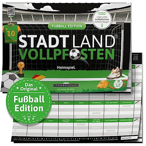 Spannendes Fußball-Quizspiel 'Stadt Land Vollpfosten' von DENKRIESEN - Perfektes Geschenk für Fußballfans!