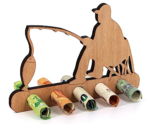 Originelles Geldgeschenk aus Holz für Angler - Perfektes Geschenk!