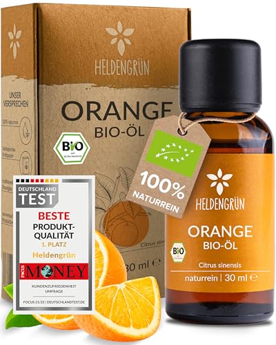 100% naturreines BIO Orangenöl von Heldengrün - Kaltgepresst aus echten Orangen