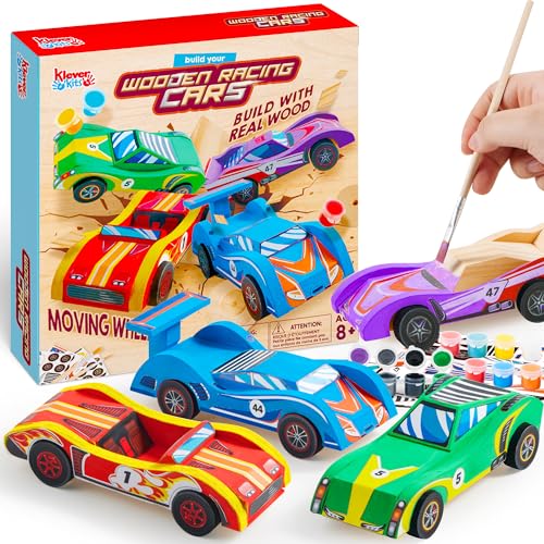 Kreative Holzautos zum Basteln für Jungen 6-12 Jahre - Tolles Geschenkset!