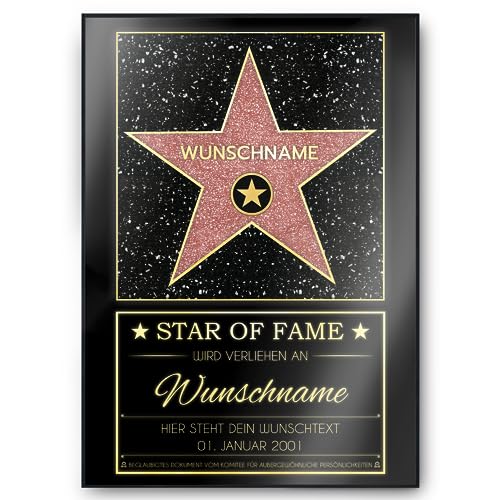 Personalisierte Hollywood-Stern Urkunde für Männer und Frauen, perfektes Geschenk