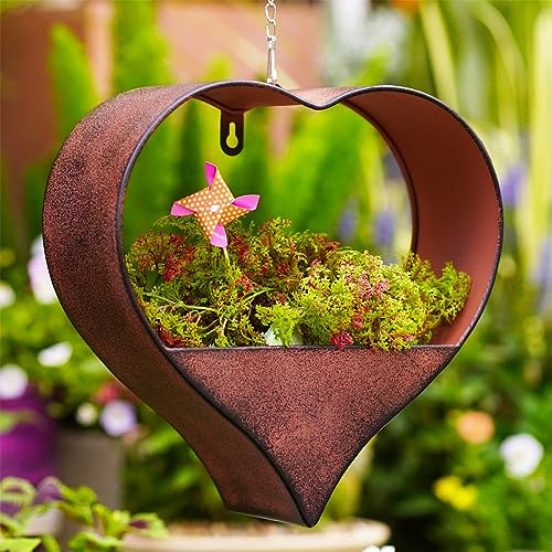 Rostiger Herzform Blumentopf für draußen - Hängender Gartendeko Pflanzkübel für Geschenke