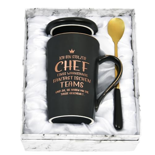 Originelle Keramik Kaffeetasse für stolze Chefs mit motivierendem Spruch
