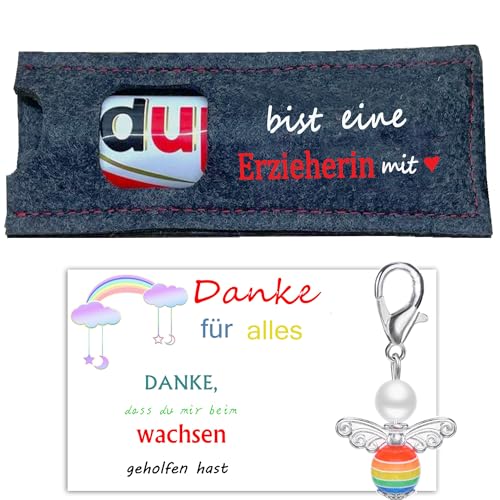 Filz Geschenkverpackung für Schokoriegel - Danke Geschenk für Erzieherin mit Herz