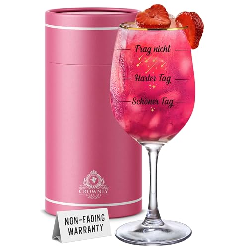 Entdecke das lustige CROWNLY CRYSTAL® Weinglas: Frag Nicht! Perfektes Geschenk für Frauen!