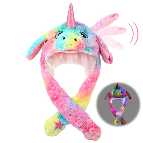 Lustiger Einhorn-Hut mit LED-Licht und beweglichen Ohren für Kinder und Erwachsene