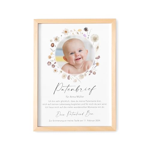 Personalisierter Patenbrief: Einzigartiges Geschenk für Taufpaten - mit Foto und Rahmen