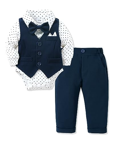 Entzückendes Set für besondere Anlässe: Baby Junge Taufanzug in Marineblau 3-6 Monate