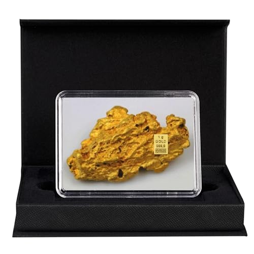 Edle Geschenkidee: 1g Goldnugget und Goldbarren in eleganter schwarzer Box