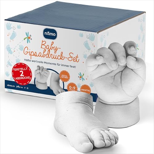 Detailgetreues Niimo® 3D Gipsabdruck Baby Hand und Fuß Set - Perfektes Neugeborenen Geschenk