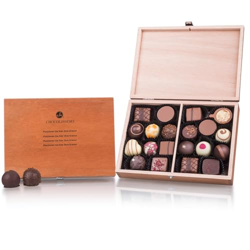 Personalisierte Luxus Pralinen im Holzkästchen mit Gravur - Perfektes Geschenk!