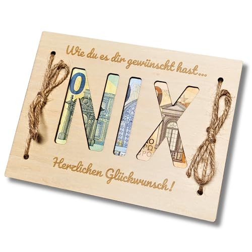 Lustige Geldgeschenk-Verpackung aus Holz für Geburtstag, Hochzeit, Reise