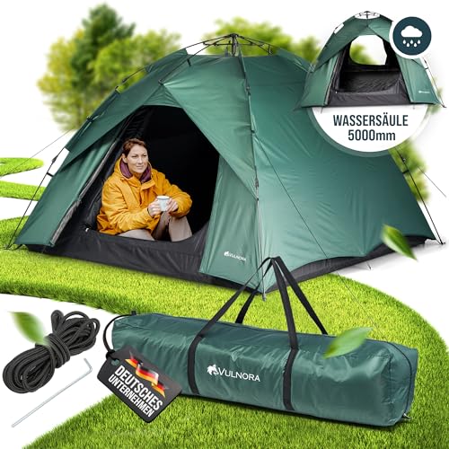 Vulnora Pop Up Zelt für 4 Personen | Wasserdicht | Schneller Auf- und Abbau | Strandzelt mit UV-Schutz für Camping und Reisen