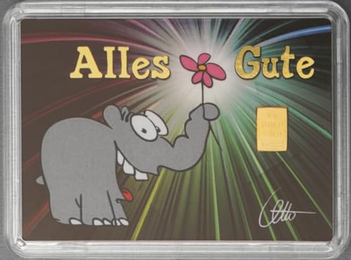 Exklusives Geschenk: Goldbarren Valcambi mit Ottifant Motiv von Otto Waalkes, 1g