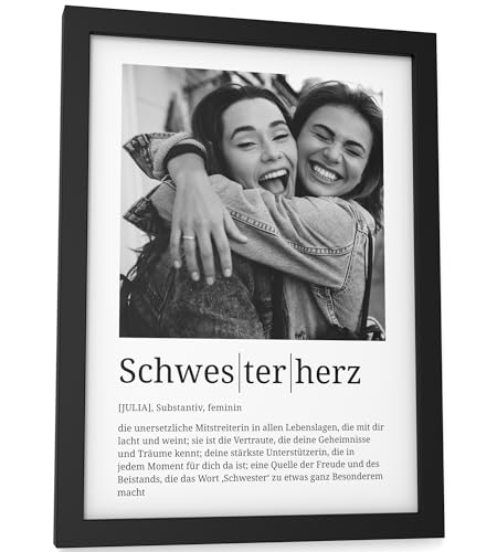 Schenke deiner Schwester ein personalisiertes Geschenk mit Foto in Rahmen