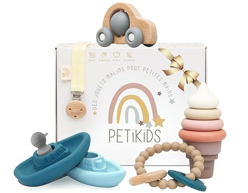 Montessori Geschenkset zur Geburt: 5 Spielzeuge für Babys 3-36 Monate