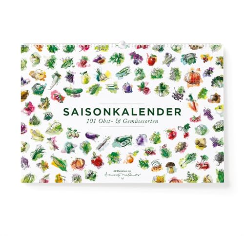 Entdecke 101 Obst- und Gemüsesorten mit unserem praktischen Ringkalender (A3-Format)!