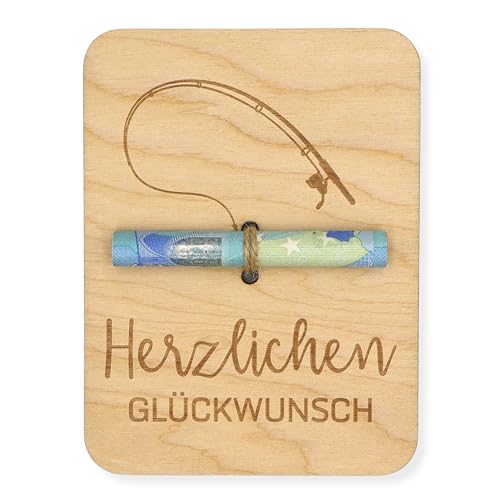 Holzverpackung für Geldgeschenke 12x9cm - Perfektes Geschenk für Angler