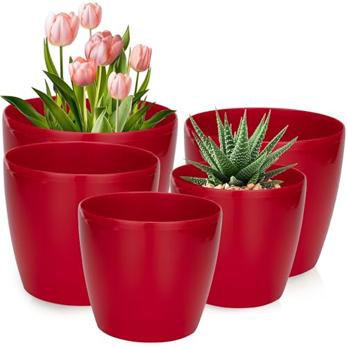 Set aus 5 glänzenden Pflanzkübeln in verschiedenen Größen, ideal als Geschenk