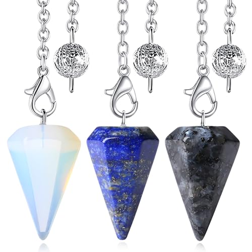 3-teiliges Kristall Pendel Set mit Lapislazuli und Labradorit - Spirituelle Geschenke für Reiki und Meditation