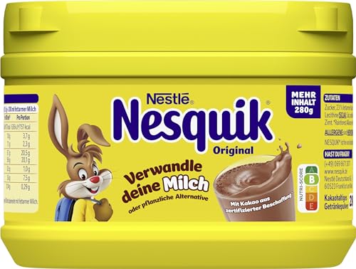 Köstliches NESQUIK Getränkepulver für Schokoladenliebhaber! Perfekt zum Einrühren in Milch.