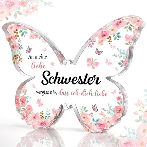 Einzigartiges Schmetterling-Geschenk für Schwester - Dekoration, Briefbeschwerer - Weihnachten, Geburtstag
