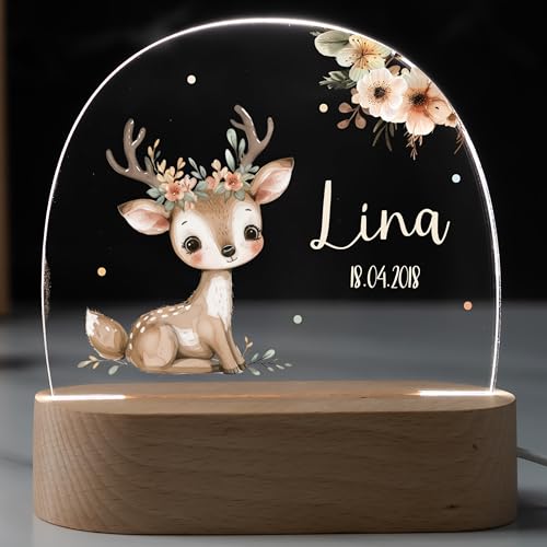 Personalisiertes Nachtlicht für Kinder mit Namen | Dimmbar & LED | Geschenk zur Geburt
