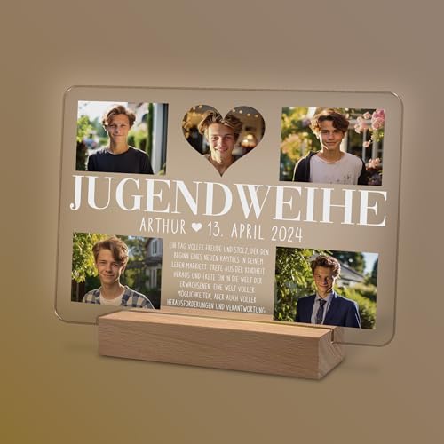 Personalisierte Nachtlampe mit Foto und Namen - Perfektes Geschenk zur Jugendweihe
