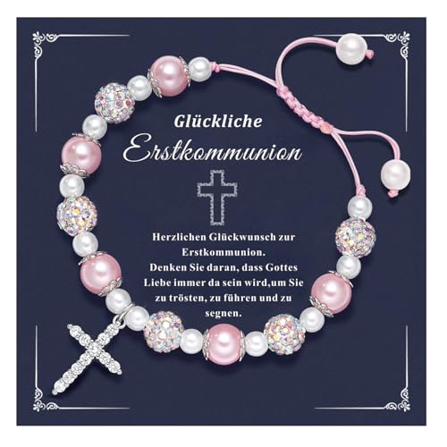 Einzigartige Kommunion Geschenke für Mädchen: Kreuz-Armband, Taufgeschenk, christliche Konfirmation
