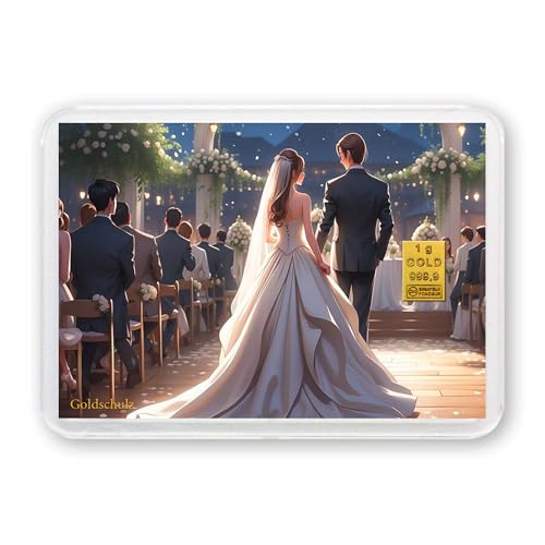 Exklusiver Goldbarren 1g in Motivbox - Perfektes Geschenk für Hochzeitspaare