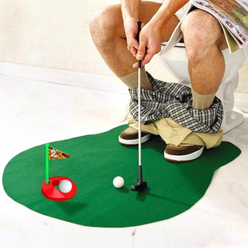 Perfektes Geschenk für Golf-Fans: Toiletten Golf Set mit Puttingmatte
