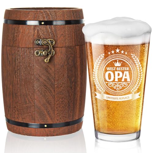 Hochwertiges Opa-Bierglas in Fassbox - Das perfekte Geschenk für den besten Opa!