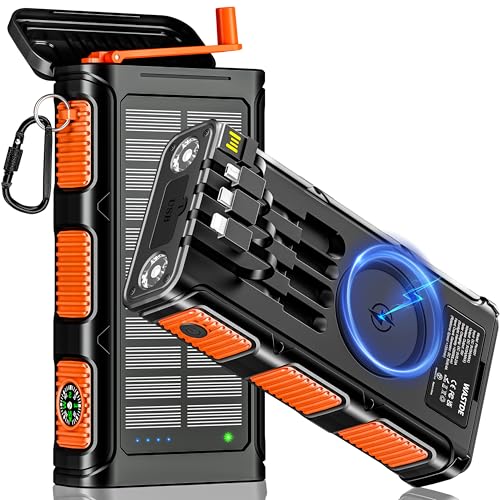 Revolutionäre WASTDE Solar Powerbank mit Handkurbel, 26800mAh, 7 Ausgänge, für Outdoor-Enthusiasten